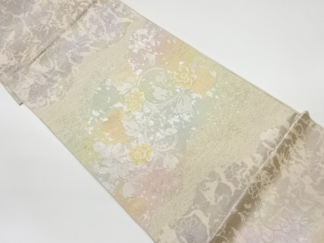 JAPANESE KIMONO / VINTAGE FUKURO OBI / WOVEN FLOWER ARABESQUE
